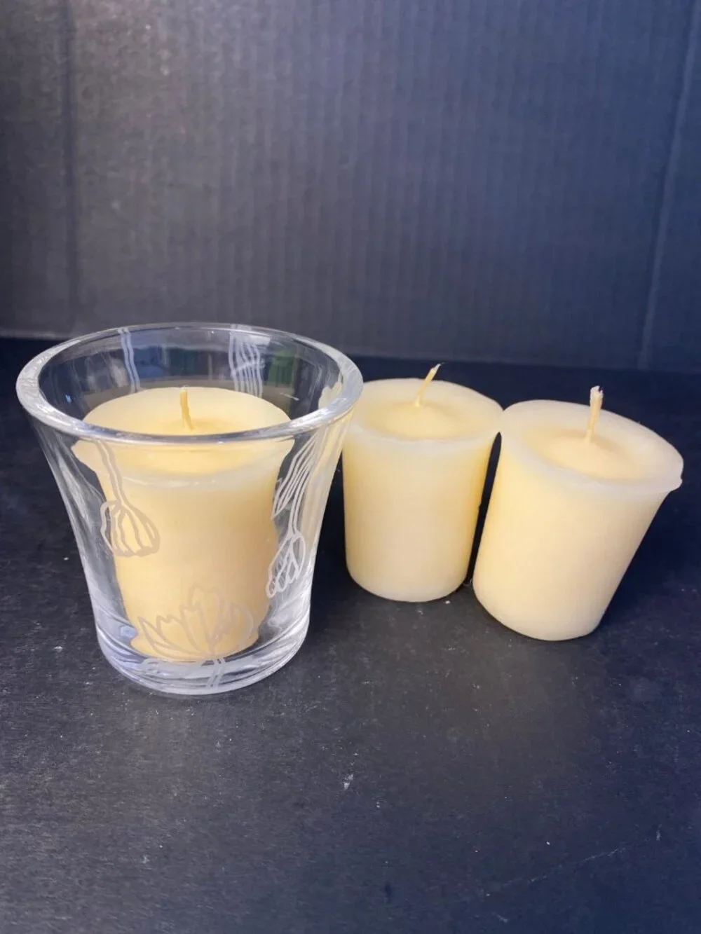 Vintage PartyLite Glass Votive Candle Holder with 3 Votive Candles NEW - Picture 9 of 9